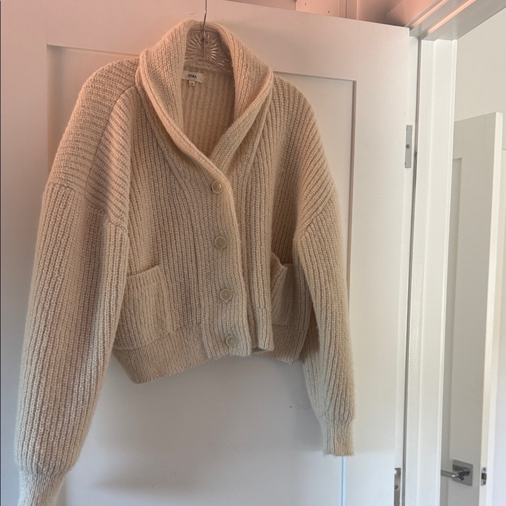 OZMA Cream shawl collar cardigan sweater